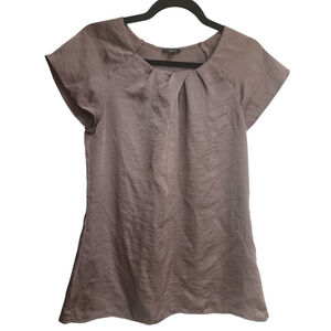 Women's Ann Taylor Taupe Lilac Short Sleeve Top Size 6